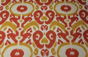 BRAEMORE BIG & BOLD DAFFODIL ORANGE IKAT LINEN MULTIUSE FABRIC BY THE YARD 54"W - Picture 1 of 5
