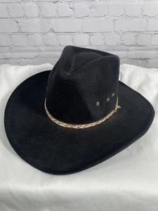 Western Express Inc Black Felt Banded Cowboy Hat Size S/M - Picture 1 of 6