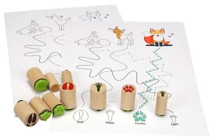 Tierspuren Stempel 10Stück Kinder Holzstempel Tiere Spielzeug Natur - Bild 1 von 3