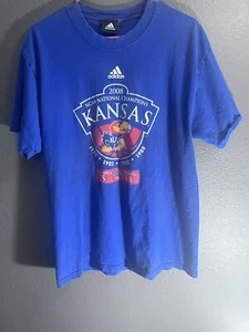 Mens Adidas Kansas Jayhawks 2008 NCAA Basketball National Champions T Shirt Med - Picture 1 of 4