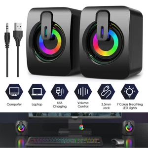 USB RGB Computerlautsprecher Stereo Lautsprecher Multimedia Soundbar LED Subwoof - Bild 1 von 13