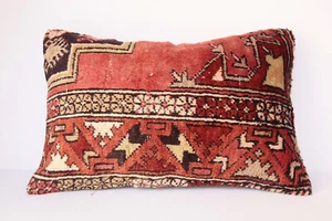 Almohada lumbar 16X24, almohadas vintage, funda de almohada alfombra antigua, funda de cojín - Imagen 1 de 9