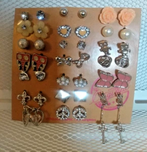 21 Pairs of Cute Fashion Earrings- Jewelry for Fun, Crafts, Doll Customization - Picture 1 of 6
