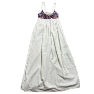 NEW Fox in Gown Women White Gauze Mexican Floral Embroidered Maxi Dress S - Picture 1 of 7