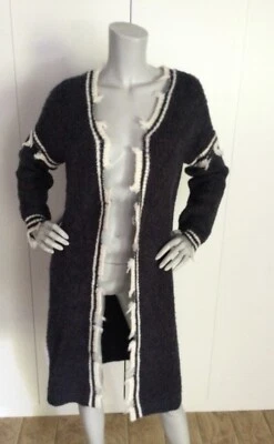 Pol Clothing Open Front Distressed Torn Navy Cardigan Size S Foto 1 de 4