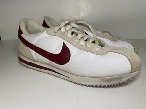 Nike Mens Cortez Basic 316418-109 White Red Maroon Casual Shoes Sneakers Size 10 - Picture 1 of 24