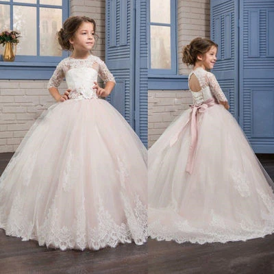Flower Girl Dress Girl Communion Party Prom Princess Pageant Bridesmaid WeddingA - Image 1 of 4