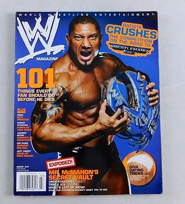 Dave Batista Март 2007 Vince McMahon Wrestling Magazine Raw WWE WWF Diva - Изображение 1 из 4