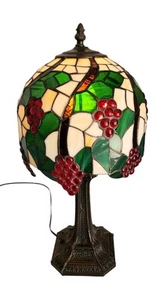 Vintage Dale Tiffany Style Stained Glass Accent Lamp Grapes & Leaves 21" READ - Picture 1 of 10