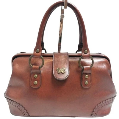 Anna Sui Doctor's Bag Handbag Brown Leather with Butterfly  Boston USED JAPAN - Photo 1/4