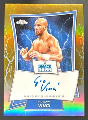 Giovanni Vinci 2025 Topps Chrome WWE Blue Brand Auto Gold Refractor /50 #BBA-GVN - Image 1 of 2
