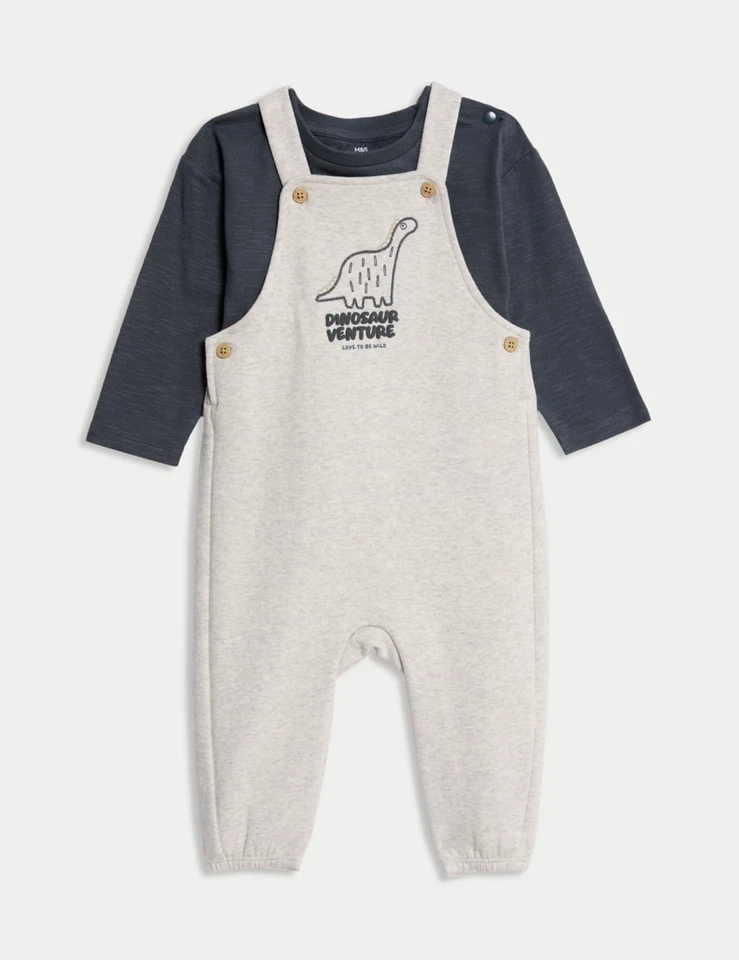Marks & Spencer Baby Latzhose Baby Grau Baumwolle - M&S