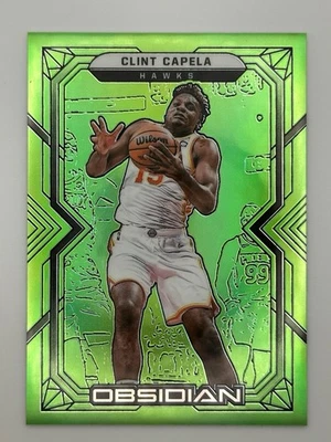 2021-22 PANINI OBSIDIAN CLINT CAPELA #66 GREEN FLOOD PARALLEL 13/25 HAWKS - Image 1 of 2