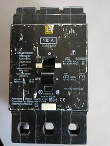 Square D EDB34100 100A 3-Pole 480/277V Bolt-On Molded Case Breaker – Used Untest - Picture 1 of 6