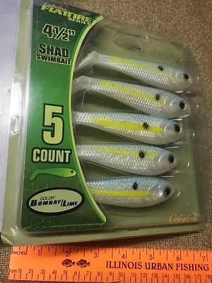 4-1/2" Shad Swimbait 5 Count Cabela's FLATTIRE - looks,feels Real - Image 1 of 2