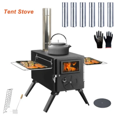 FITINHOT Outdoor Camping Tent Wood Stove Portable Heating Wood Burning Heating BBQ Stove