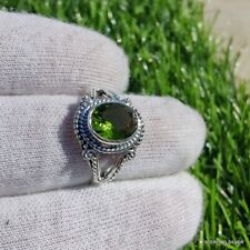 Green Quartz Gemstone 925 Sterling Silver Smooth Handmade Ring All Size