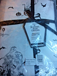 Juego de sábanas Pottery Barn Kids orgánico Pesadilla antes de Navidad doble nuevo con etiquetas - Imagen 1 de 1