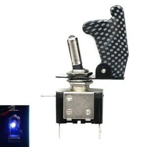 2 Pcs Carbon Cover LED Toggle Switch  SPST ON/OFF 20A ATV 12V New For Car Truck - Picture 1 of 10