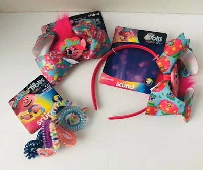 NEW TROLLS WORLD TOUR POPPY DRESS LOT - HEADBAND, BOW CLIP, SPIRALS SETS - Image 1 of 4