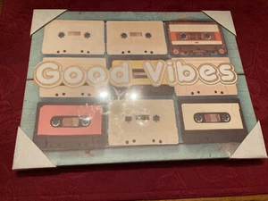 Good Vibes Cassette Picture / Canvas New Still In Plastic! 12 X 9 - Picture 1 of 2
