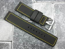 New 22mm PVC Rubber Band Black Diver Watch Strap Kevlar for Maratac Yellow x1
