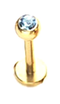 Labret Chin Stud Oro IP Aqua 5mm Gem Ball Calibre 14 5/16" * Foto 1 de 3