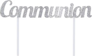 Divinity Silver Cross Religious Theme Party Decoration Cake Topper COMMUNION - Picture 1 of 1