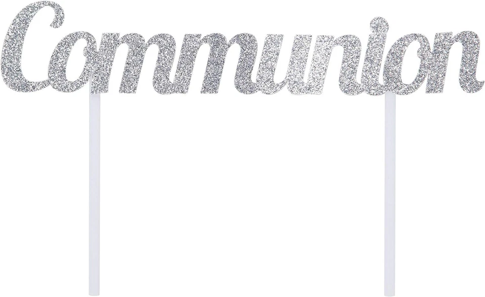 Divinity Silver Cross Religious Theme Party Decoration Cake Topper COMMUNION - Image 1 of 1