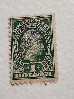 US Revenue 1917-33 $1 Green LIBERTY Documentary USED - #6090 - Image 1 of 2