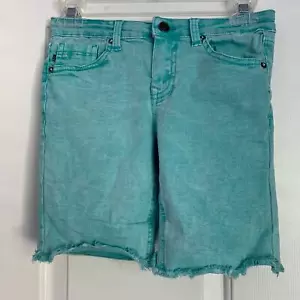 Pantaloncini jeans VIGOSS denim lavaggio acido turchese bambina taglia 12 con vita regolabile - Foto 1 di 5