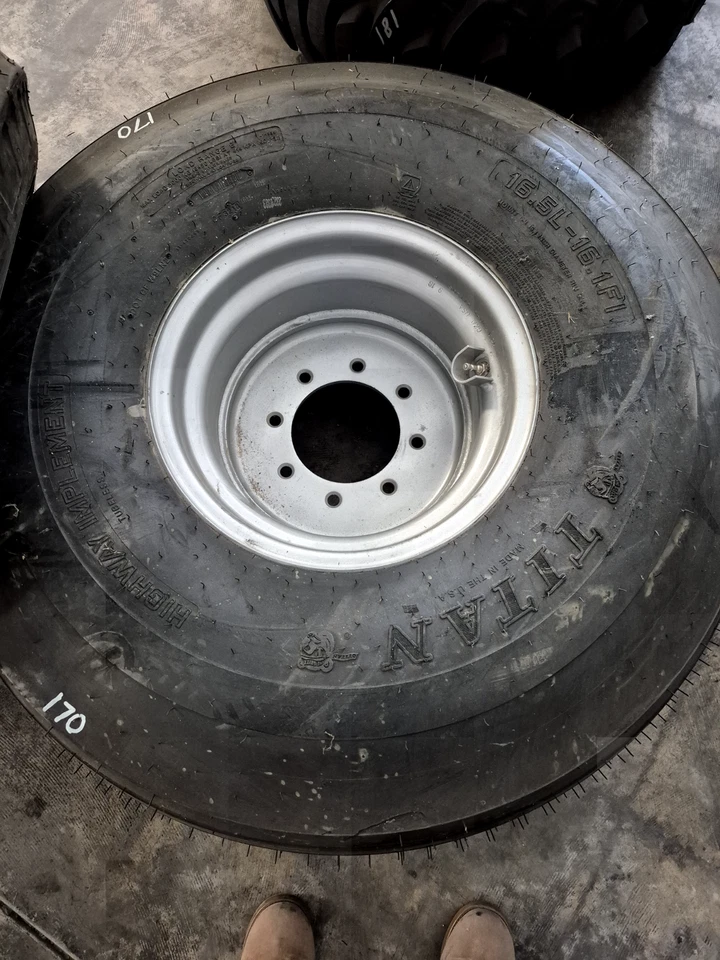 Titan 16.5L-16.1 F1 Highway Implement Tire Mounted on 8 Bolt Silver Wheel Assy - Image 1 of 1