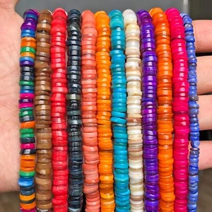 Cuentas sueltas redondas Heishi planas de agua dulce para hacer joyas de 15"" - Imagen 1 de 40