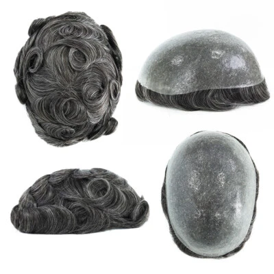 Sistema de reemplazo de cabello toupee para hombre Pieza de cabello BIO Piel delgada Cabello humano #1B40 Foto 1 de 4