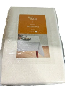 NEW Our Table EASYCARE textured Tablecloth Ivory 60x84” oblong Bed Bath & Beyond - Picture 1 of 4