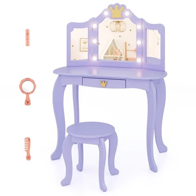 Juego de tocador y silla Princess para niños con espejo iluminado Foto 1 de 4