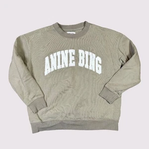 Anine Bing Tyler Sweatshirt 100% Taupe Logo Minimalist Designer Women's Medium - Picture 1 of 6