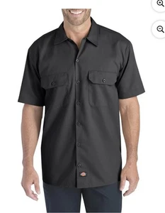 Dickies Men's Black Short Sleeve Casual Original Fit Button Up Work Shirt Medium - Picture 1 of 2