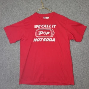 Detroit Made Shirt Its Called Pop Not Soda Men Extra Large Red Graphic Baggy Y2K - Picture 1 of 13