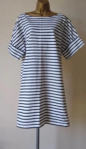 Cos Breton striped oversized cotton black white tunic dress size medium fits 12 - Picture 1 of 11