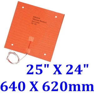 25" X 24" 640 X 620mm 2400W w/ 3M 4 Holes 3D Printer Heatbed JSR Silcone Heater - Picture 1 of 12