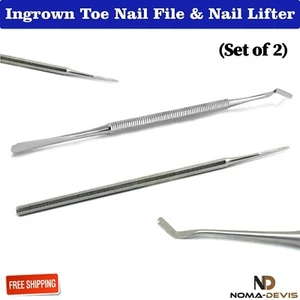 Chiropody Ingrown Toe Nail Lifter Nail File Single End Set Of 2 Podiatry Tools - Picture 1 of 5