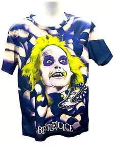 CCC Beetlejuice Graphic Tee Shirt Blue Green All Over Print Casual Top XLarge - Picture 1 of 8