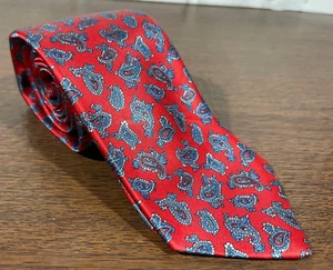 Geoffrey Beene Tie - Red & Blue Paisley - Polyester Silk Blend - Picture 1 of 7