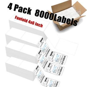 8000 Fanfold 4" x 6" Direct Thermal Labels Shipping Zebra Eltron 2844 ZP 450 505 - Picture 1 of 12