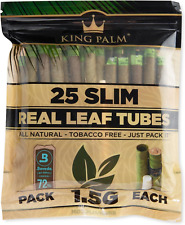 King Palm Slim Size Natural Pre Wrap Palm Leafs (1 Pack of 25, 25 Rolls Total) -