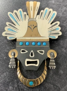 PIN TONO PIEDRA NEGRA TURQUESA TAXCO MODERNISTA .925 ESTERLINA - HECHO EN MÉXICO - Imagen 1 de 6