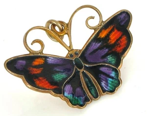 VINTAGE BEAUTIFUL DAVID-ANDERSEN STERLING SILVER BUTTERFLY ENAMEL PENDANT NICE ! - Picture 1 of 2
