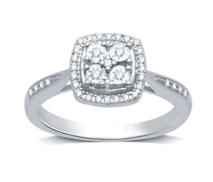 1/10 CT. T.W. Anello con diamanti originali in argento sterling misura 7 - Foto 1 di 5