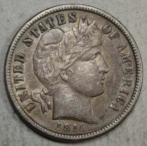 1911 Barber Dime, Choice Extremely Fine, Original 0430-05 - Picture 1 of 5